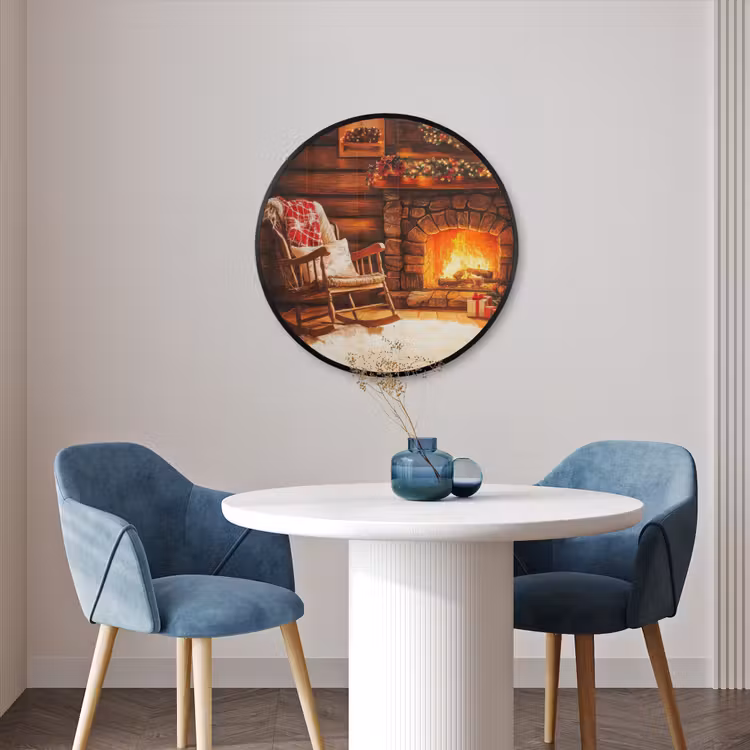 Ronde fotolijst - Winter - Kerst - Huis - Openhaard — 3
