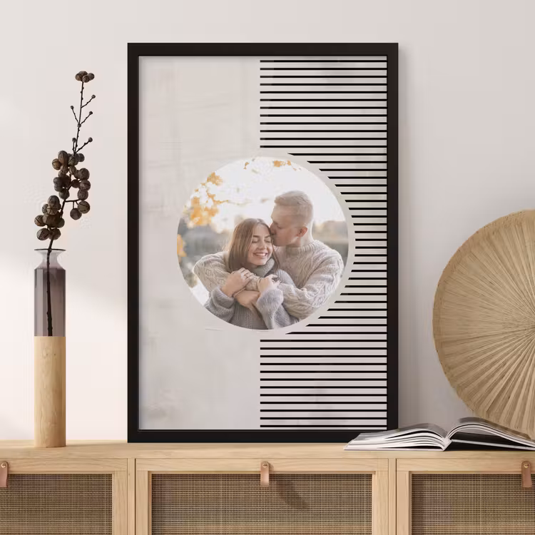 Poster met lijst - Rondje met abstracte achtergrond — 3