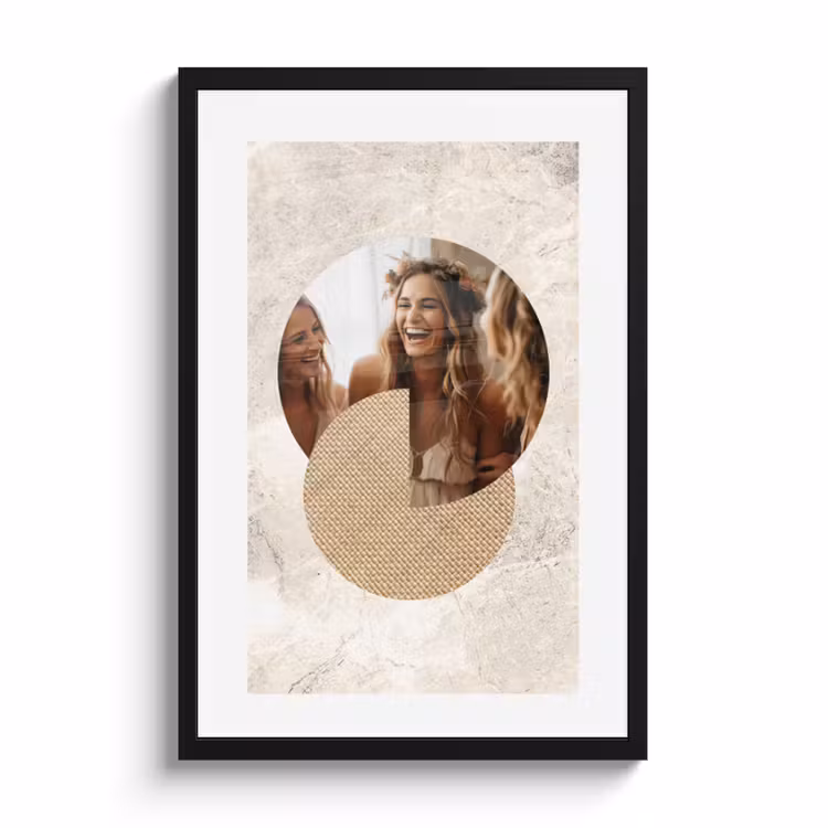Poster met lijst - Rondje met beige achtergrond — 1