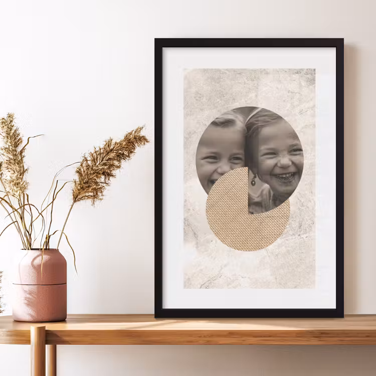 Poster met lijst - Rondje met beige achtergrond — 2