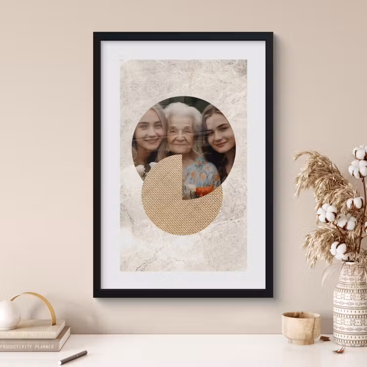 Poster met lijst - Rondje met beige achtergrond — 4