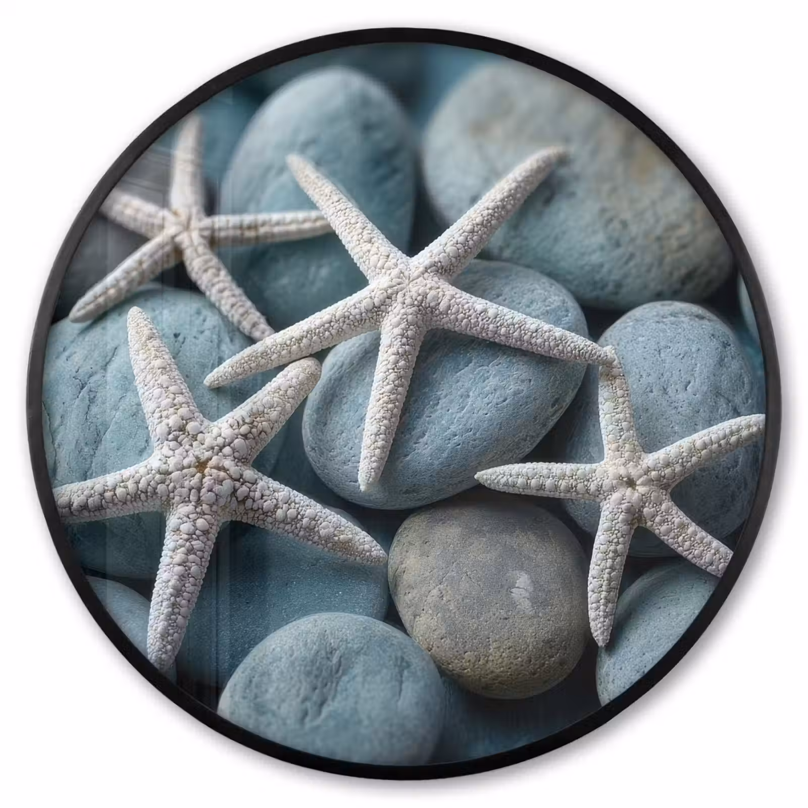 Ronde fotolijst - Zeesterren - Stenen - Wit — 1