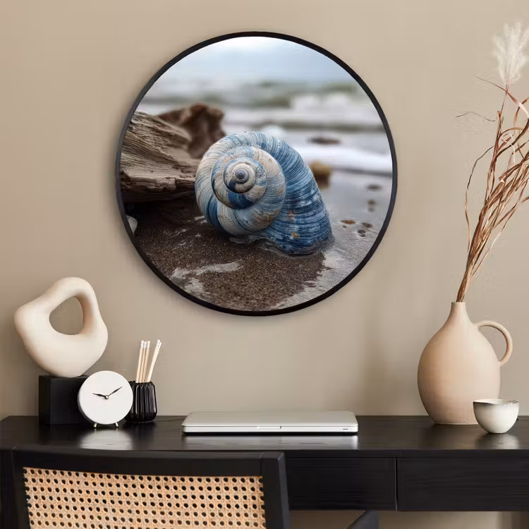 Ronde fotolijst - Schelp - Strand - Blauw - Zee — 2
