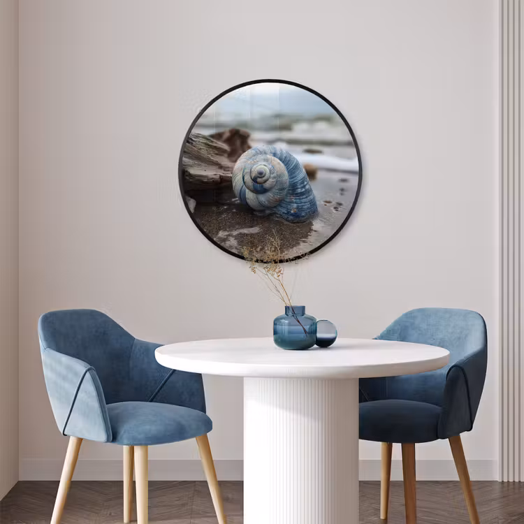 Ronde fotolijst - Schelp - Strand - Blauw - Zee — 3
