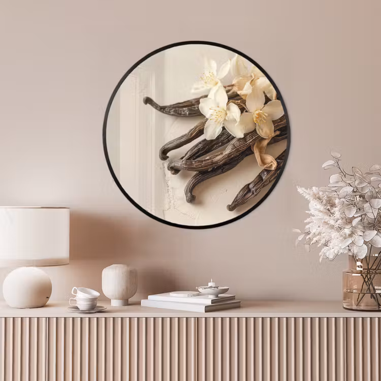 Ronde fotolijst - Vanille - Bloemen - Beige — 4