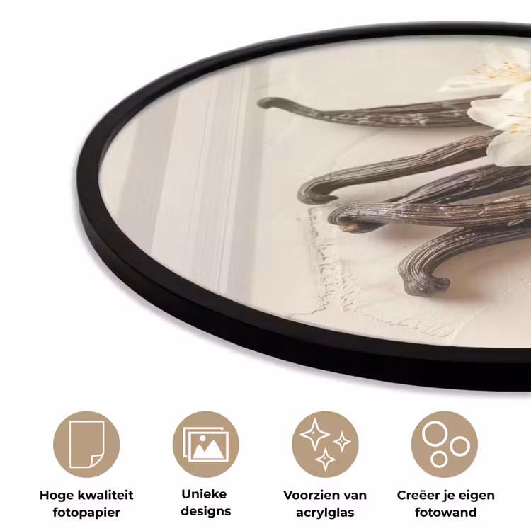 Ronde fotolijst - Vanille - Bloemen - Beige — 5