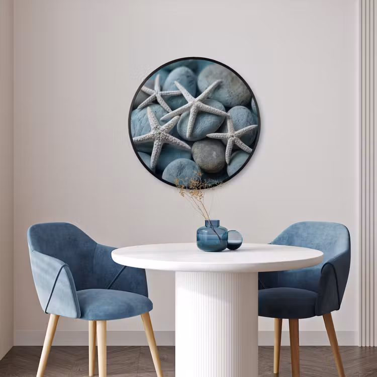 Ronde fotolijst - Zeesterren - Stenen - Wit — 3