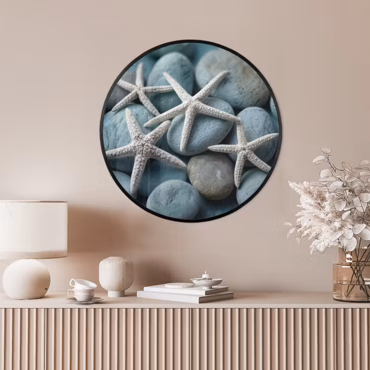 Ronde fotolijst - Zeesterren - Stenen - Wit — 4