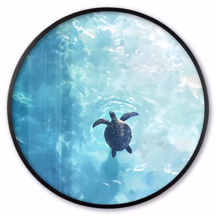 Ronde fotolijst - Schildpad - Zee - Blauw - Schittering — 1