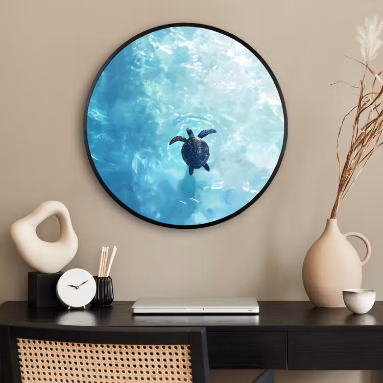 Ronde fotolijst - Schildpad - Zee - Blauw - Schittering — 2