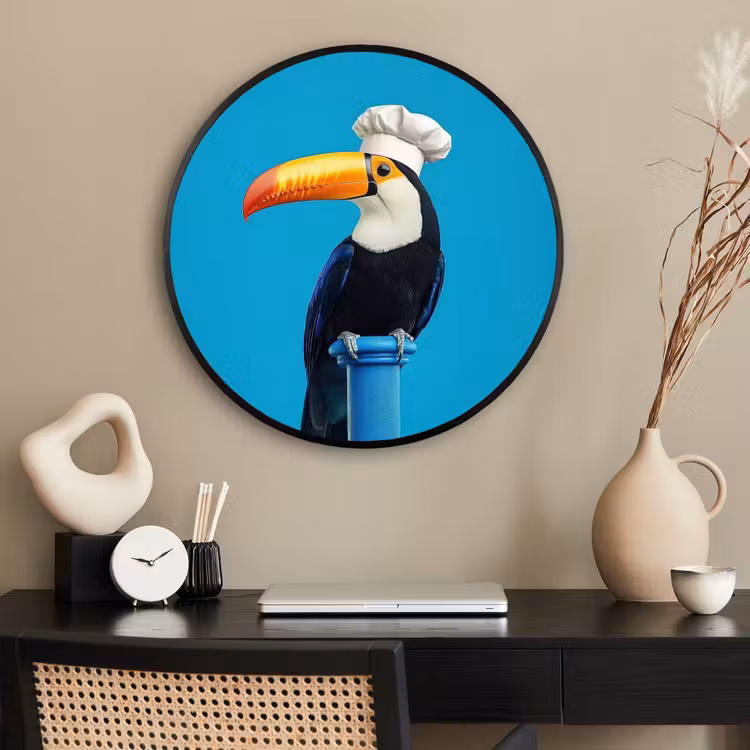 Ronde fotolijst - Tucan - Sokkel - Vogel - Koksmuts — 2