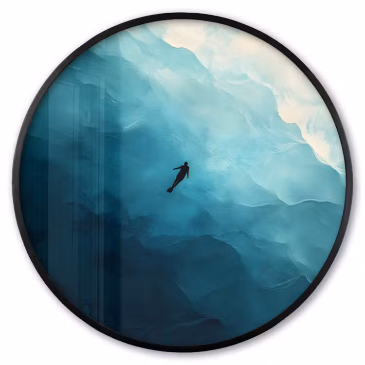 Ronde fotolijst - Zee - Silhouet - Abstract - Blauw — 1