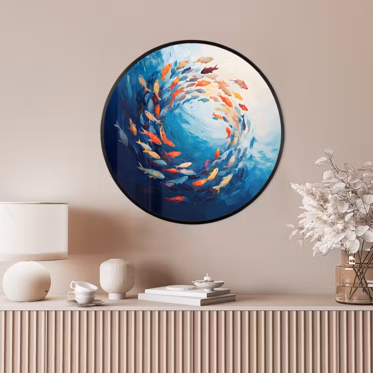 Ronde fotolijst - Zee - Vissen - Kleurrijk - Dynamisch — 4