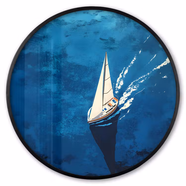 Ronde fotolijst - Zeilboot - Water - Abstract - Schaduw — 1