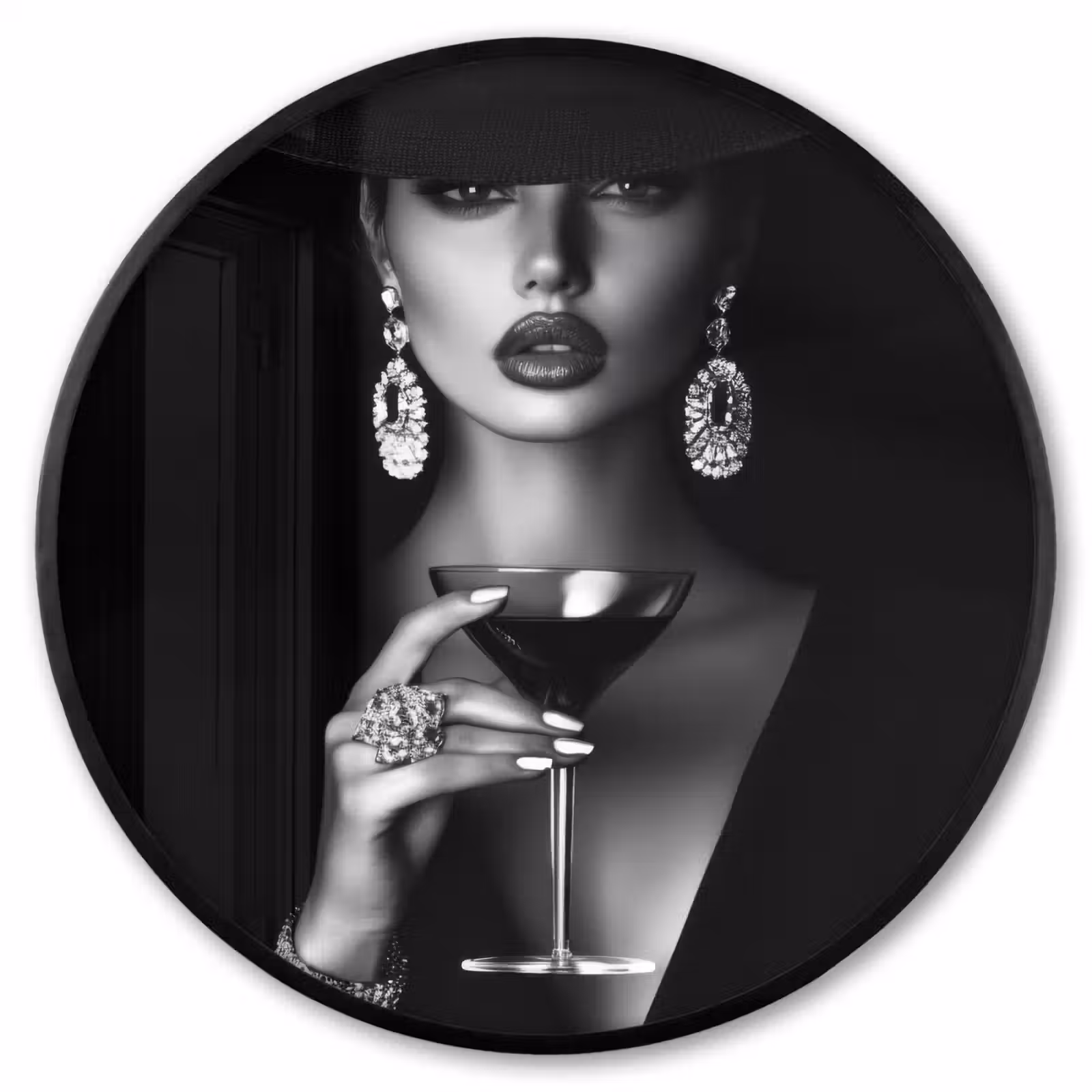 Ronde fotolijst - Vrouw - Cocktail - Chic — 1