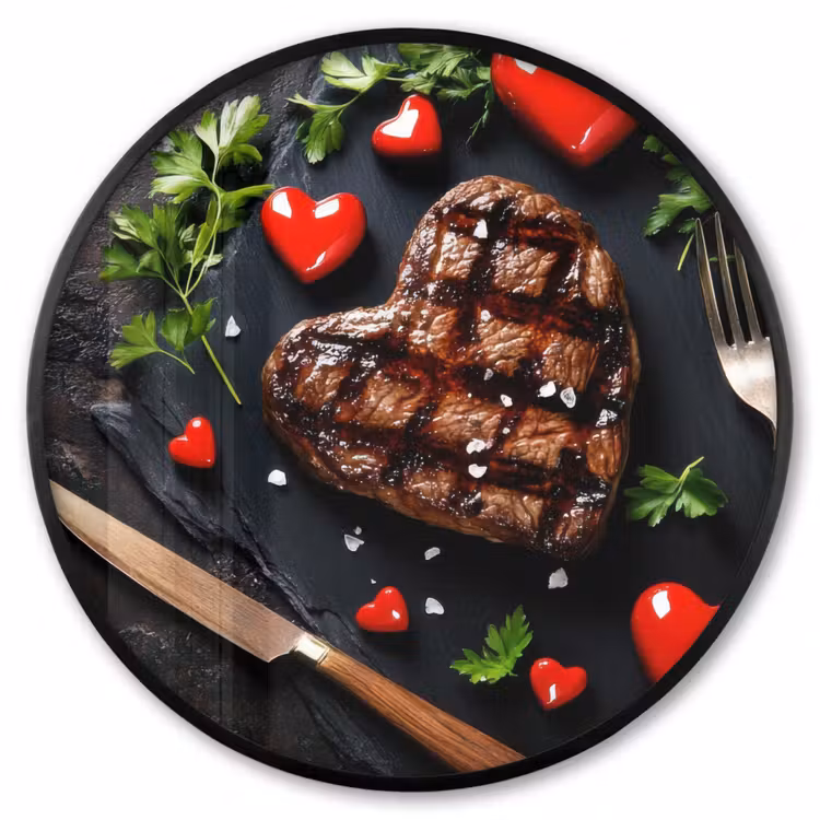 Ronde fotolijst - Steak - Hart - Bestek — 1