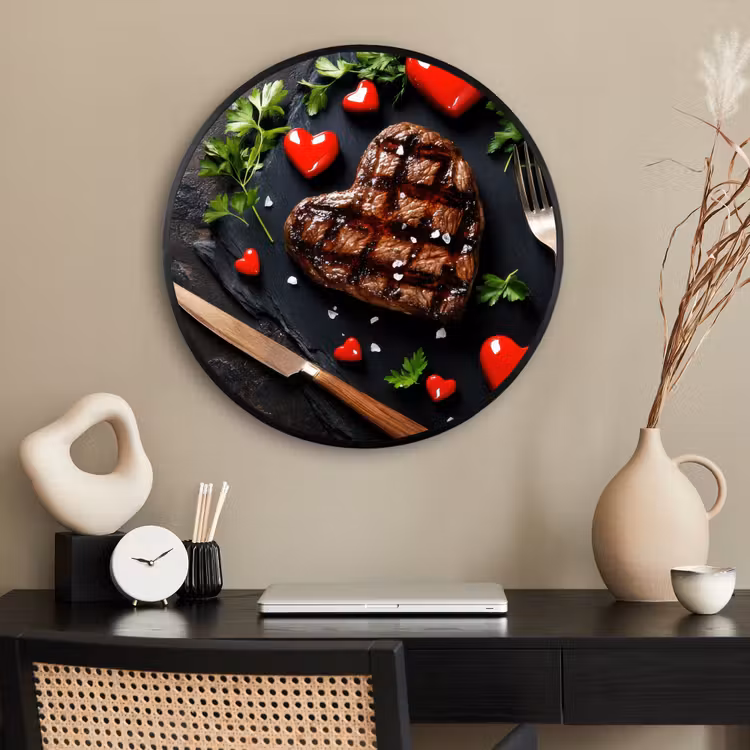 Ronde fotolijst - Steak - Hart - Bestek — 2
