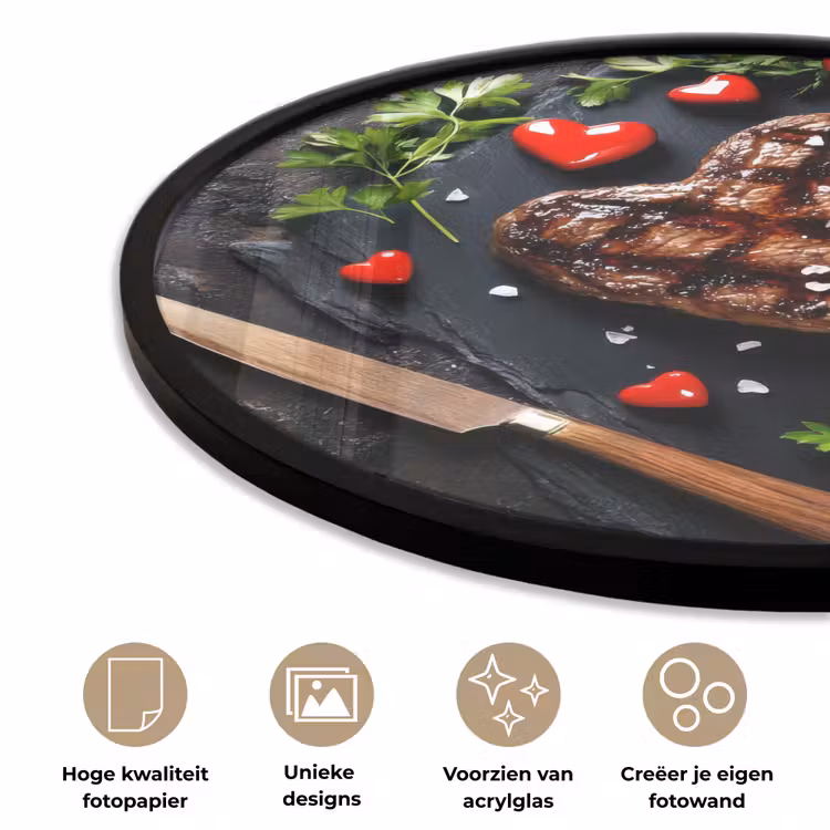 Ronde fotolijst - Steak - Hart - Bestek — 5