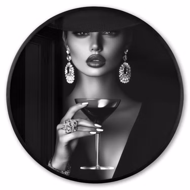 Ronde fotolijst - Vrouw - Cocktail - Chic — 1