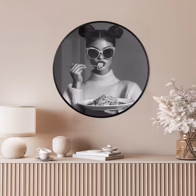 Ronde fotolijst - Vrouw - Pasta - Zonnebril — 4