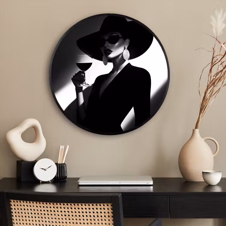 Ronde fotolijst - Vrouw - Wijn - Chic — 2