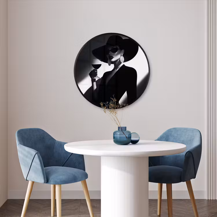 Ronde fotolijst - Vrouw - Wijn - Chic — 3
