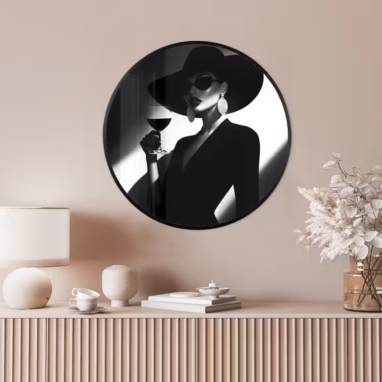 Ronde fotolijst - Vrouw - Wijn - Chic — 4