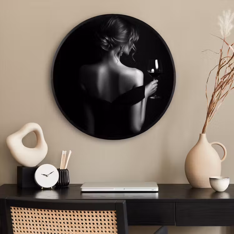 Ronde fotolijst - Vrouw - Wijn - Jurk — 2