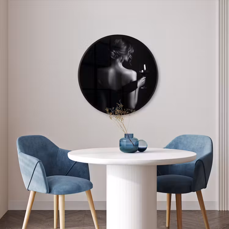 Ronde fotolijst - Vrouw - Wijn - Jurk — 3