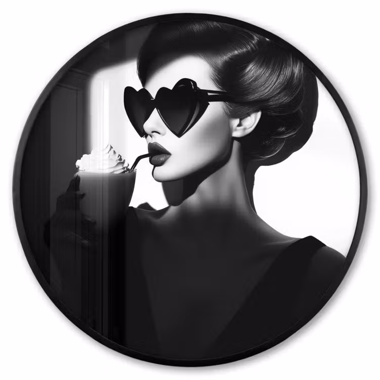 Ronde fotolijst - Vrouw - Zwart - Hart — 1