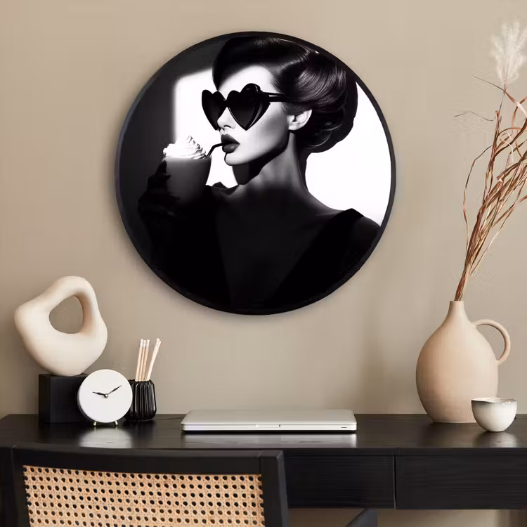 Ronde fotolijst - Vrouw - Zwart - Hart — 2