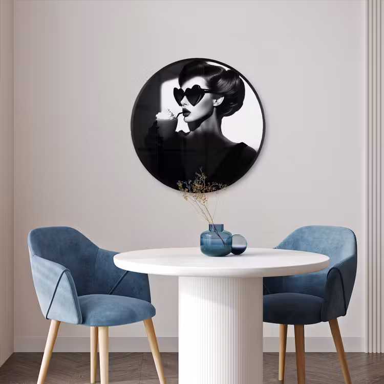 Ronde fotolijst - Vrouw - Zwart - Hart — 3