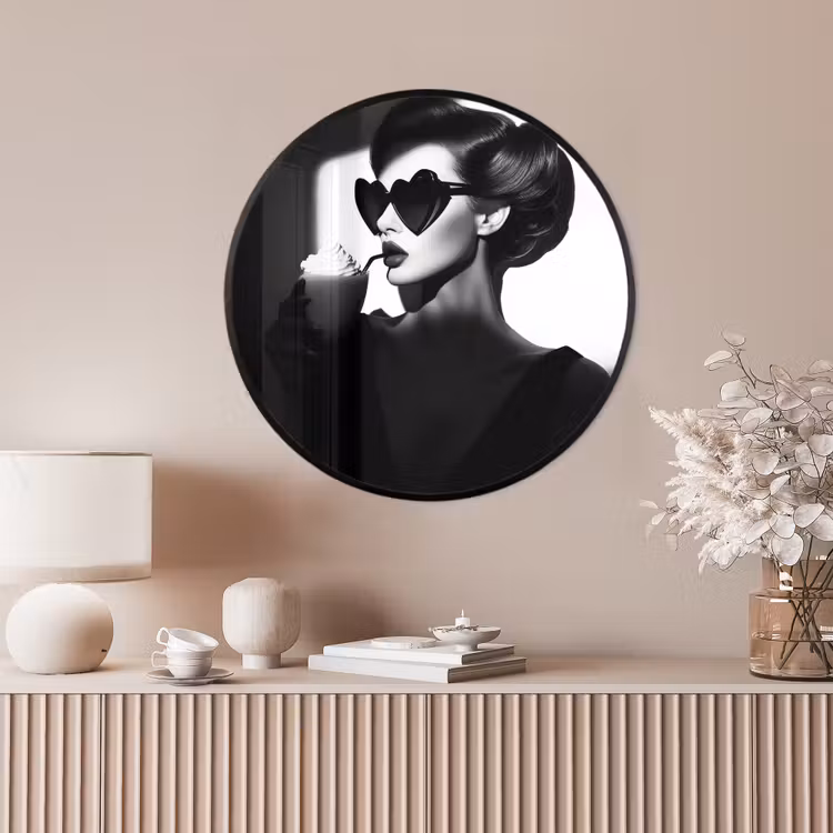 Ronde fotolijst - Vrouw - Zwart - Hart — 4