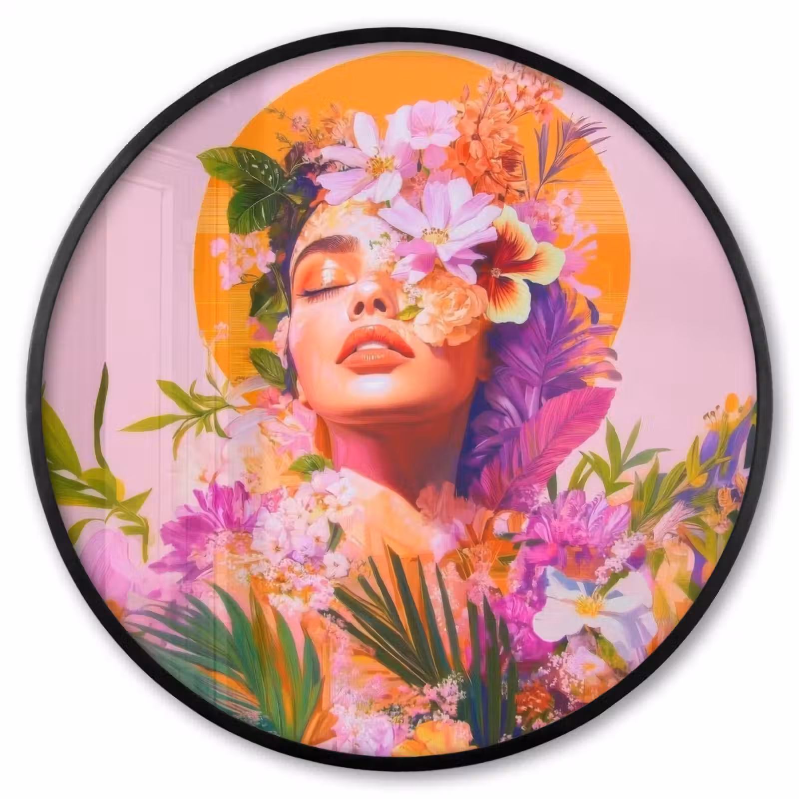 Ronde fotolijst - Vrouw - Abstract - Cirkel - Bloemen — 1