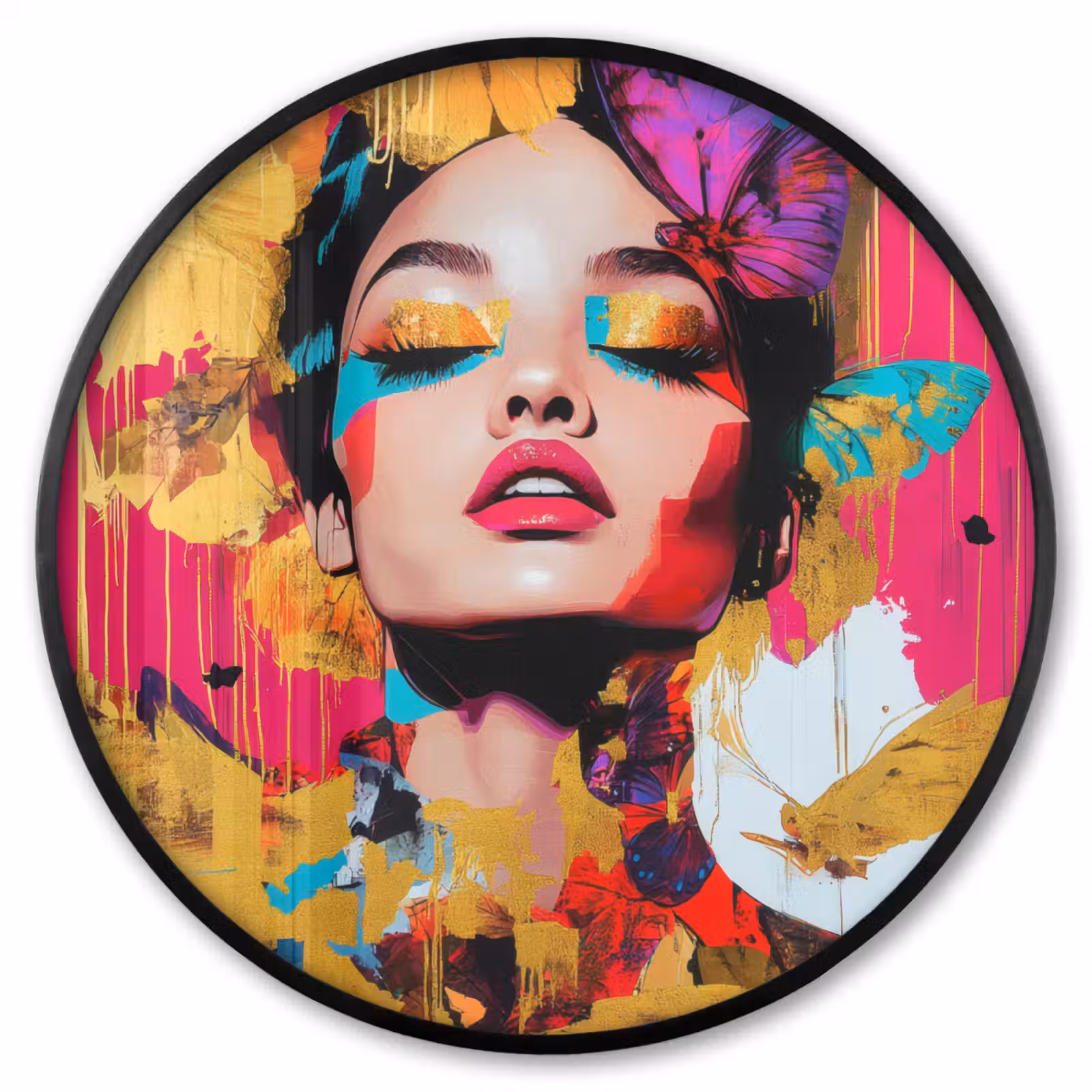 Ronde fotolijst - Vrouw - Abstract - Kleurrijk — 1