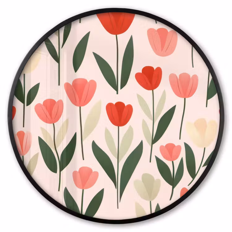 Ronde fotolijst - Tulpen - Modern - Roze — 1