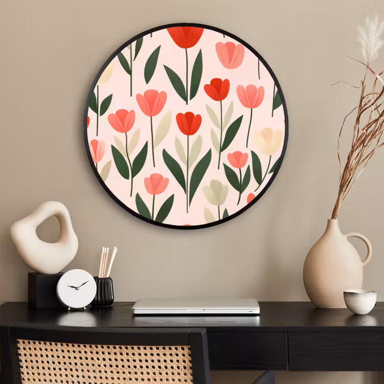 Ronde fotolijst - Tulpen - Modern - Roze — 2