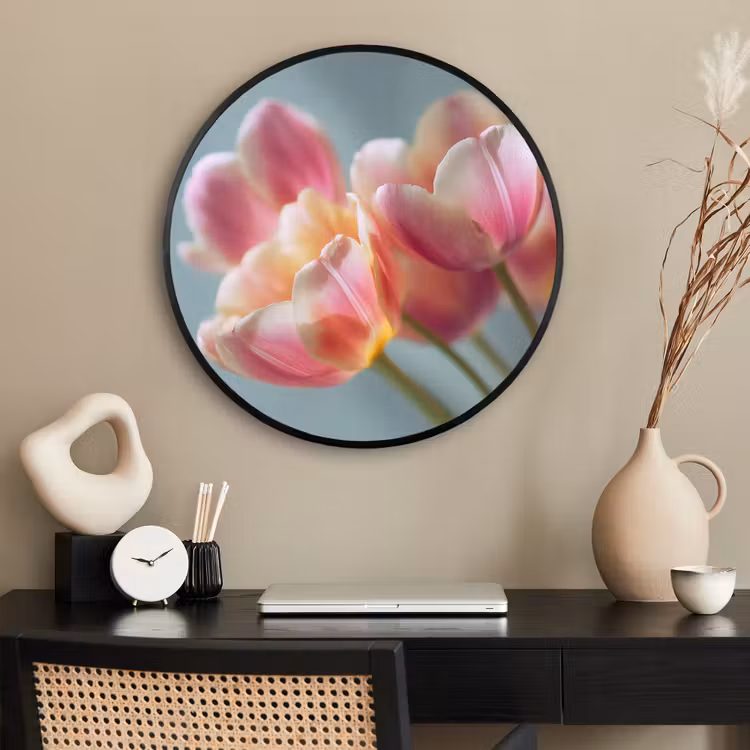 Ronde fotolijst - Tulpen - Roze - Stelen — 2
