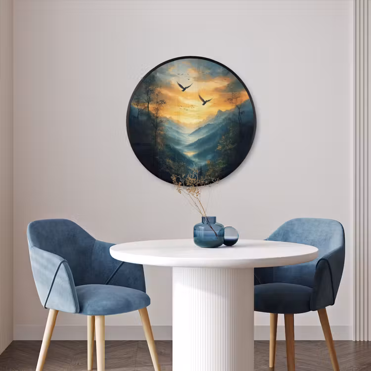 Ronde fotolijst - Vogels - Zon - Bomen - Groen — 3