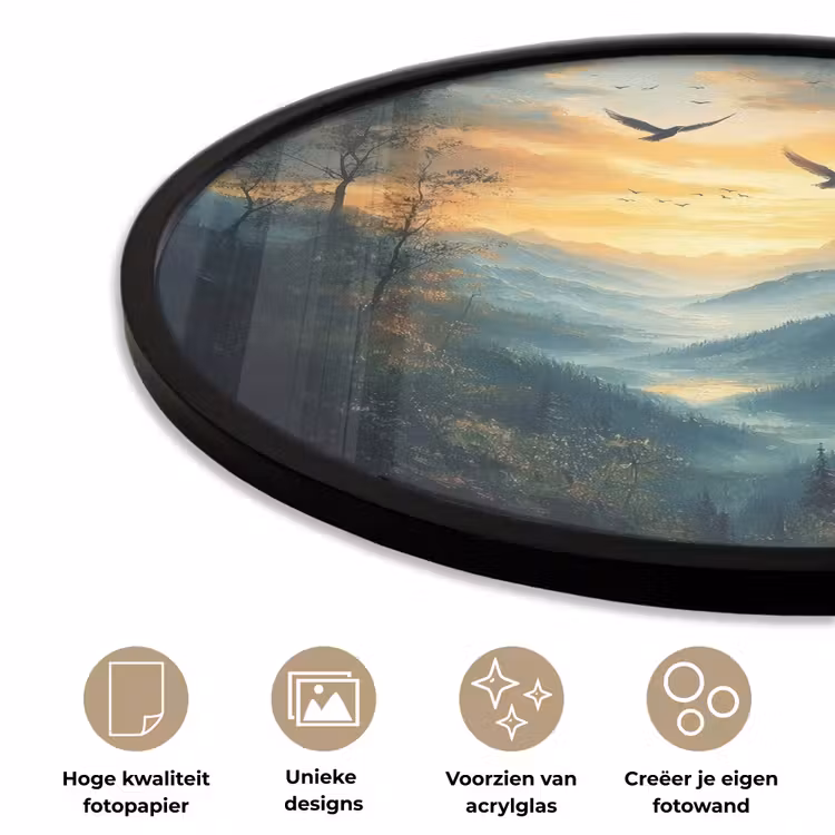 Ronde fotolijst - Vogels - Zon - Bomen - Groen — 5