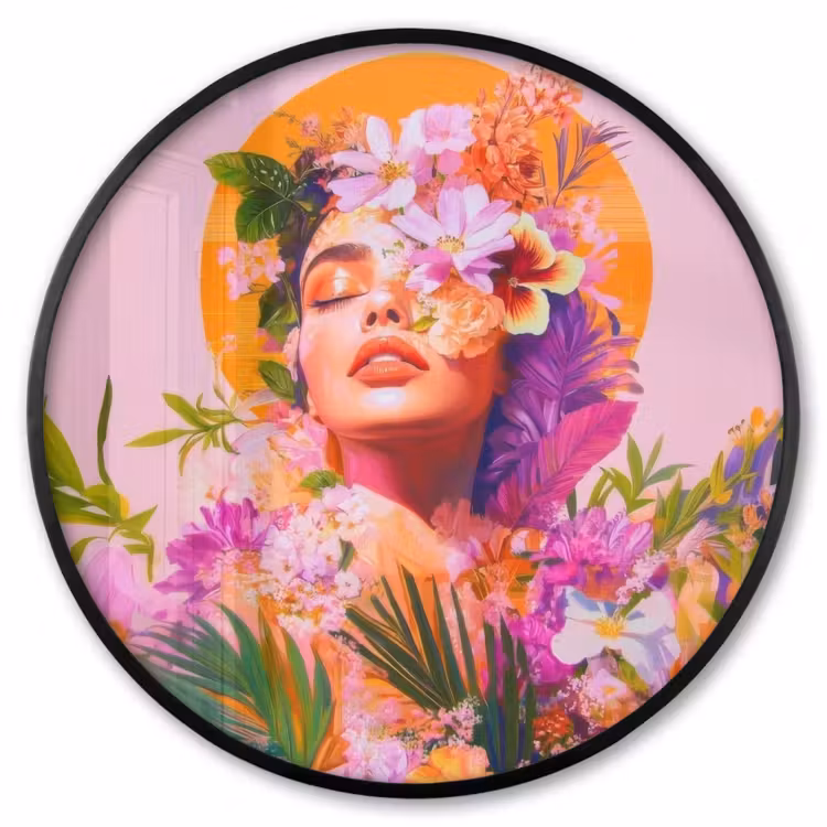 Ronde fotolijst - Vrouw - Abstract - Cirkel - Bloemen — 1