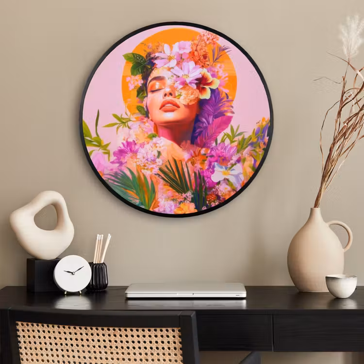 Ronde fotolijst - Vrouw - Abstract - Cirkel - Bloemen — 2
