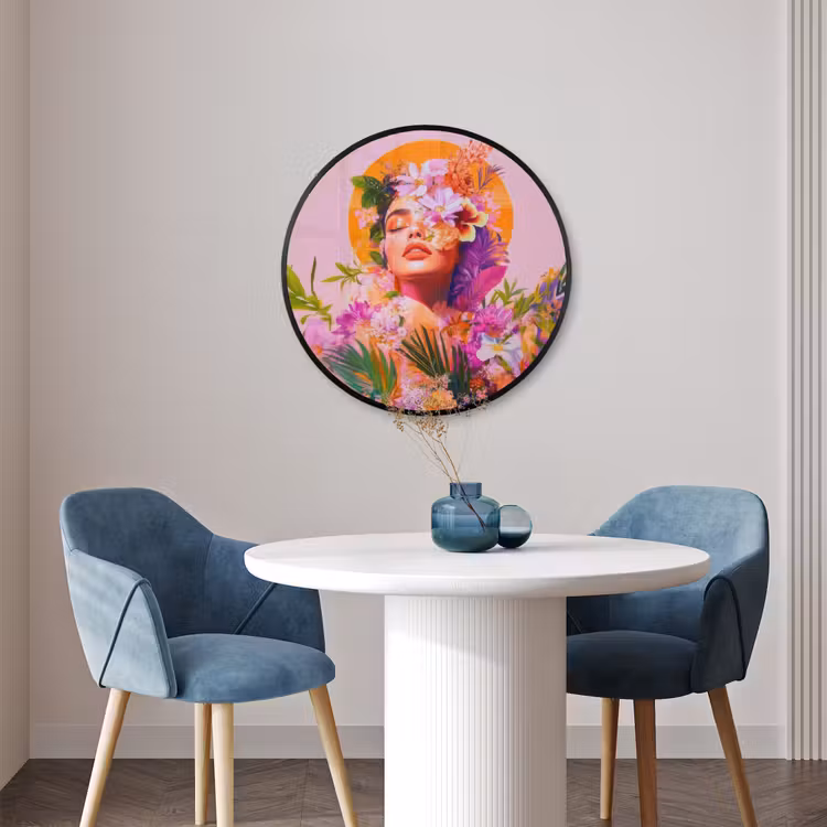 Ronde fotolijst - Vrouw - Abstract - Cirkel - Bloemen — 3