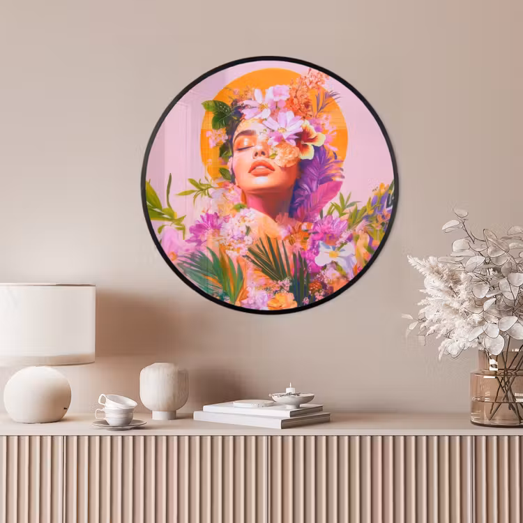 Ronde fotolijst - Vrouw - Abstract - Cirkel - Bloemen — 4