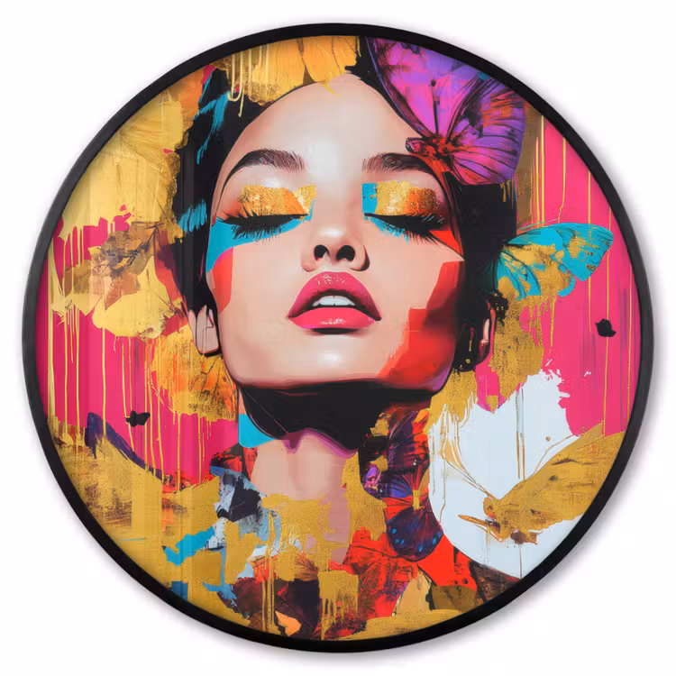 Ronde fotolijst - Vrouw - Abstract - Kleurrijk — 1