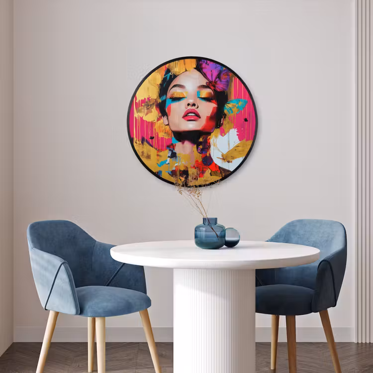 Ronde fotolijst - Vrouw - Abstract - Kleurrijk — 3