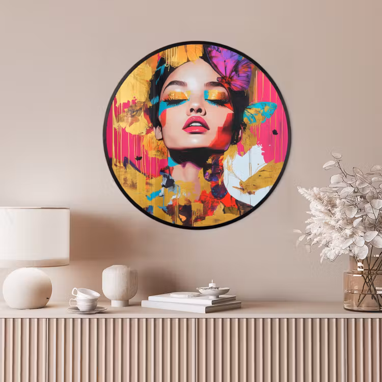 Ronde fotolijst - Vrouw - Abstract - Kleurrijk — 4