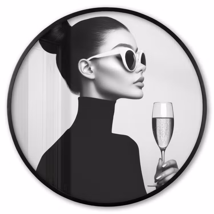 Ronde fotolijst - Vrouw - Champagne - Modern — 1