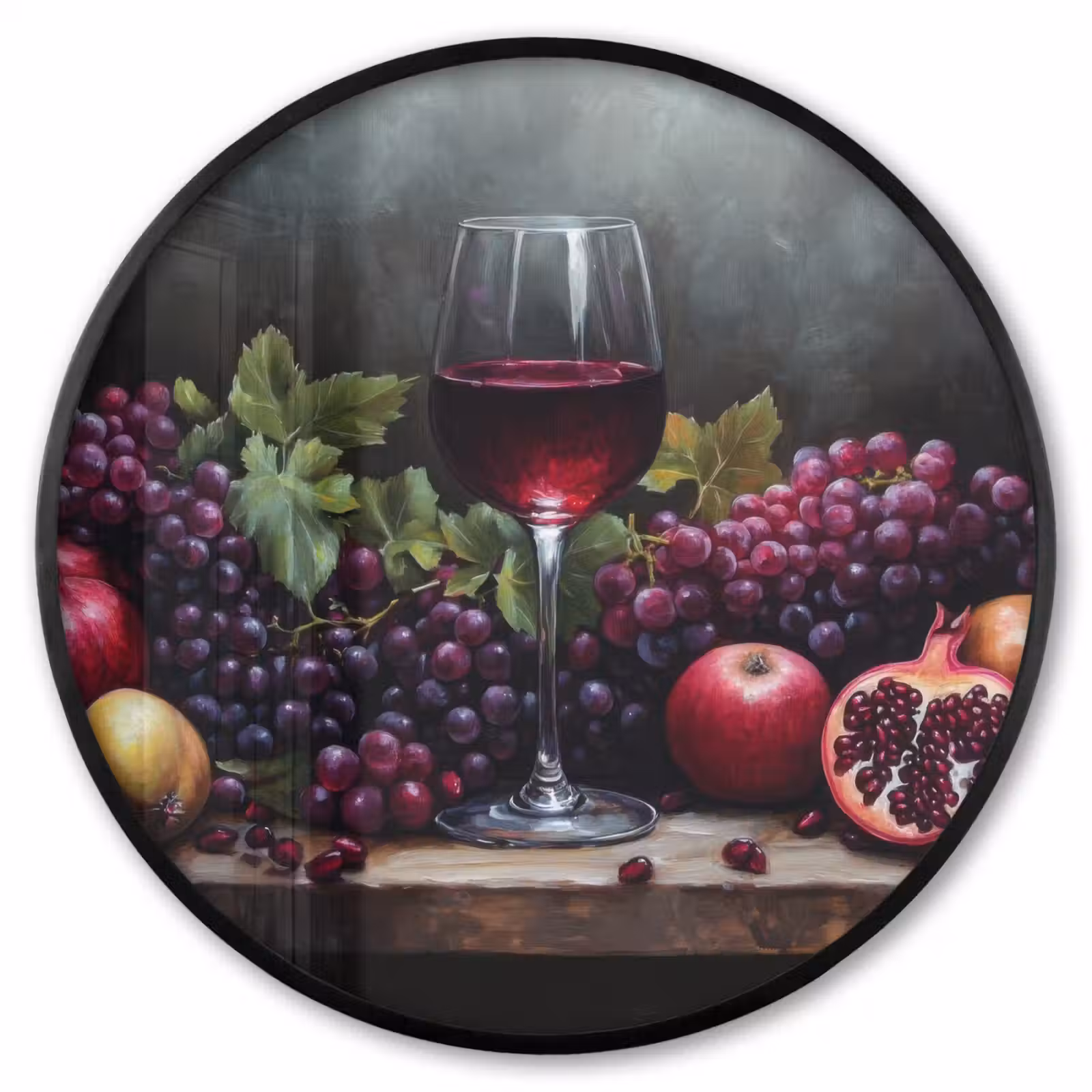 Ronde fotolijst - Wijn - Fruit - Stilleven — 1