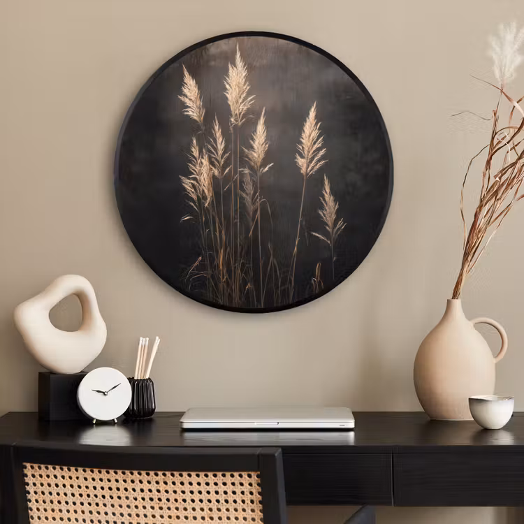Ronde fotolijst - Siergras - Pluimen - Verlichting - Zwart — 2